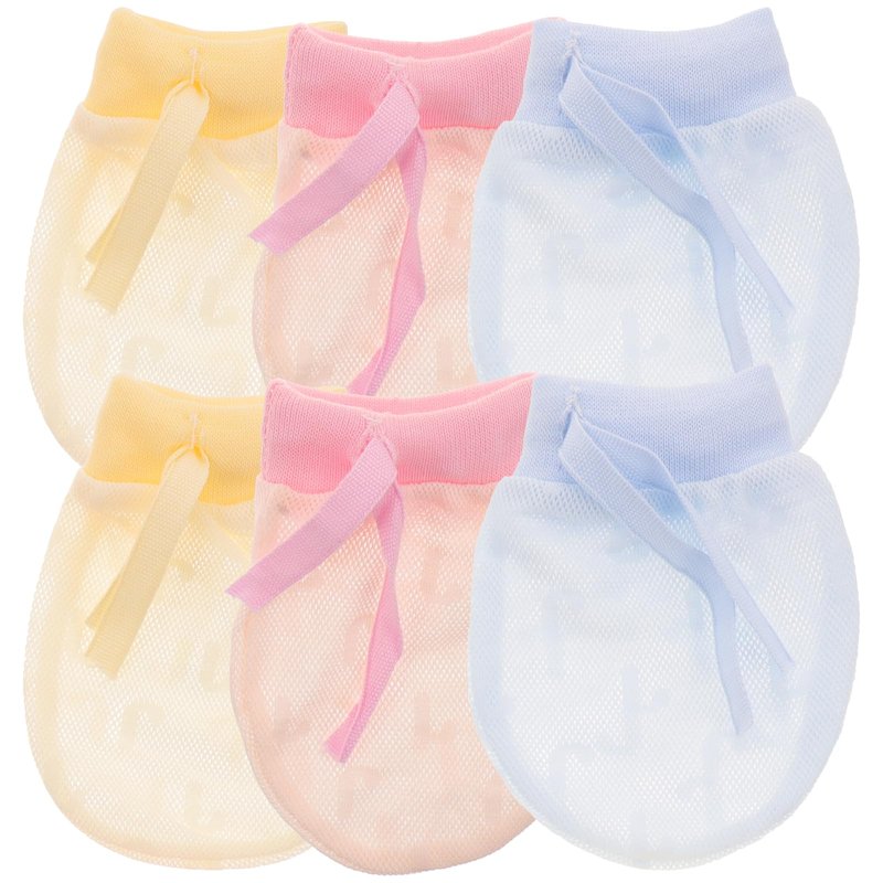 GLEAVI Baby Mittens Newborn 0-12 Months That Stay On, Adjustable Drawstring Scratch Free Gloves 3 Pairs, Breathable Mesh Cotton Thin Hand Guards for Boys Girls, Lightweight Cooling Anti Scratching Pro