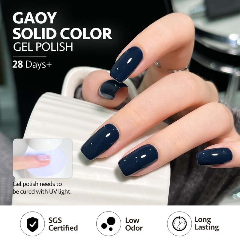 GAOY Blue Gel Nail Polish, 16ml Soak Off Gel Polish, UV Light Cure for Nail Art DIY Manicure at Home, 2115 Navy Blue