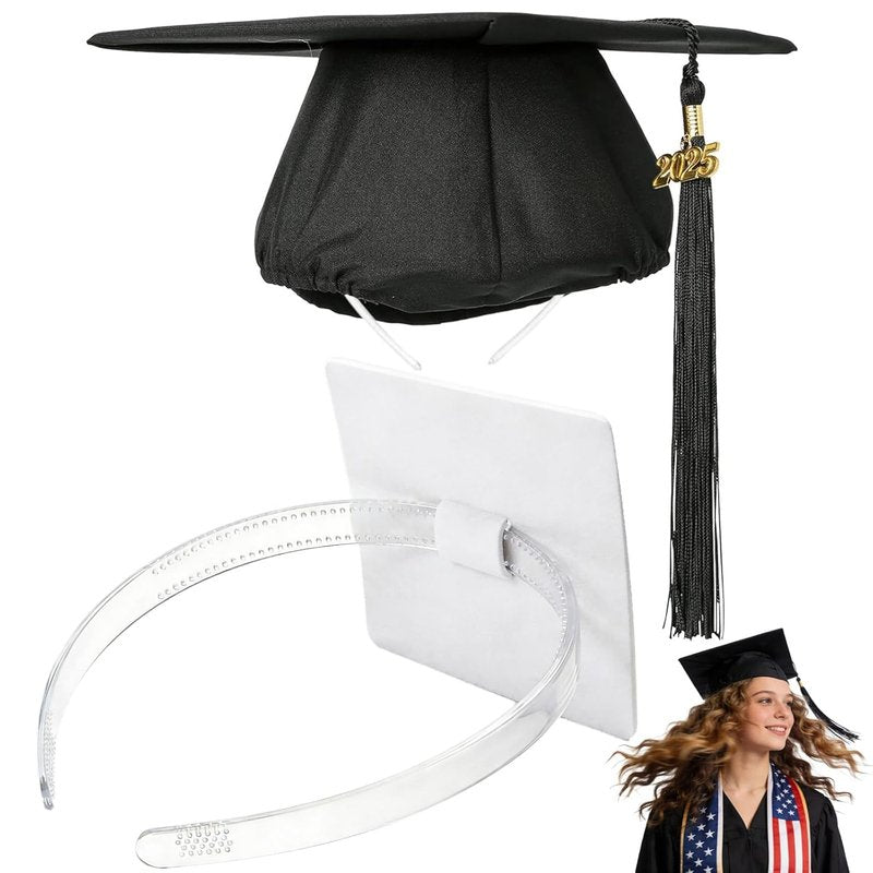 PUNCHMAN Graduation Cap Headband | Clear White Anti-Fall Hair Band for Secure Grad Cap