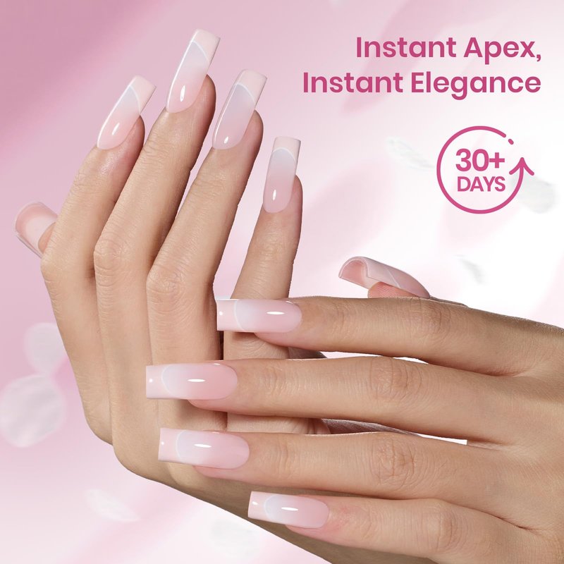 Beetles Tipex Lite Instant Apex Nail Tips, Medium Square Gel Nail Tips, 16 Sizes 00-14, Built-in Apex for Natural Fit, Beginner-Friendly DIY Nail Extensions