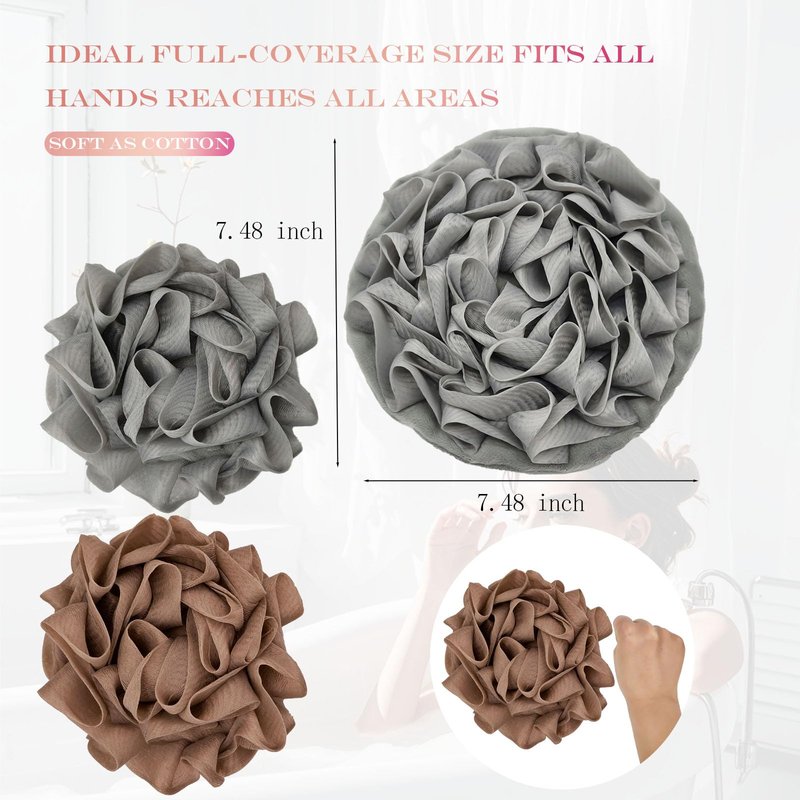 2-Pack Soap Saver Bag & Loofah Soap Holder, Bar Soap Scrubber Pouch with Soap Pocket, 2-in-1 Shower Soap Pouch for Rich Lather, Home Gym Travel, Brown & Gray
