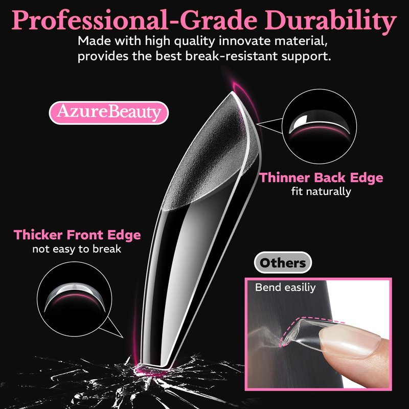 Short Square Nail Tips - 600pcs Pre-Etched Soft Gel Acrylic Fake Nails | 15 Sizes Half Matte Full Cover for DIY Manicure