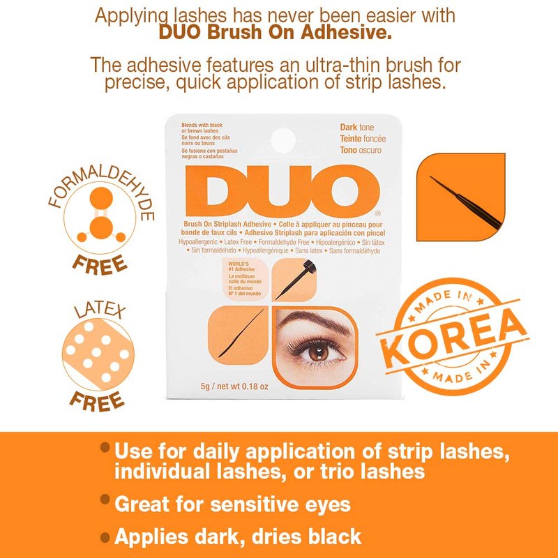 DUO Brush-On Lash Glue - Waterproof Dark Tone Adhesive for Strip & Cluster Lashes | 0.18 oz