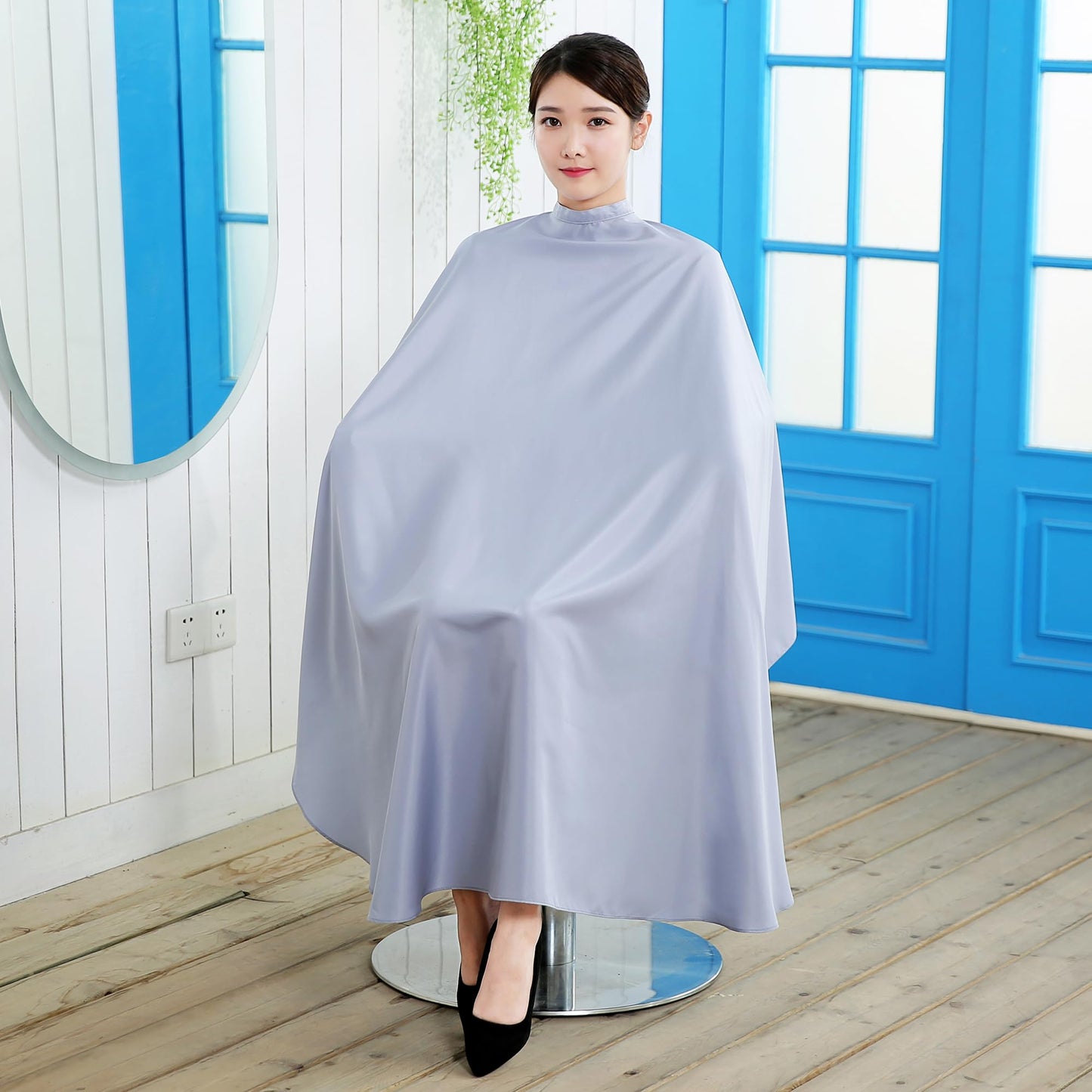 SMARTHAIR Professional Salon Cape Polyester Hair Cut Barber Cape Haircut Apron,54"x62",Grey,C007001C-G