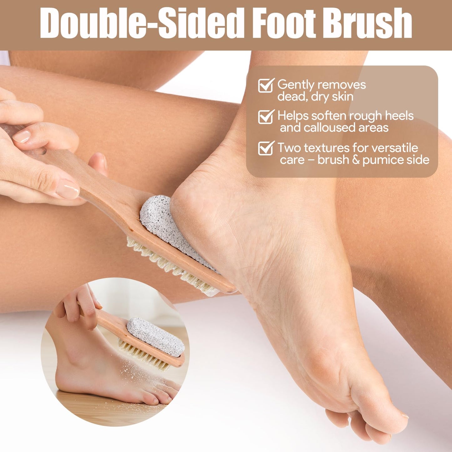 4PCS Dry Brushing Body Brush Set, Bamboo Dry Brush for Body Face Foot, Boar Bristle Long Handle Face Cleansing Shower Scrubber Brushes