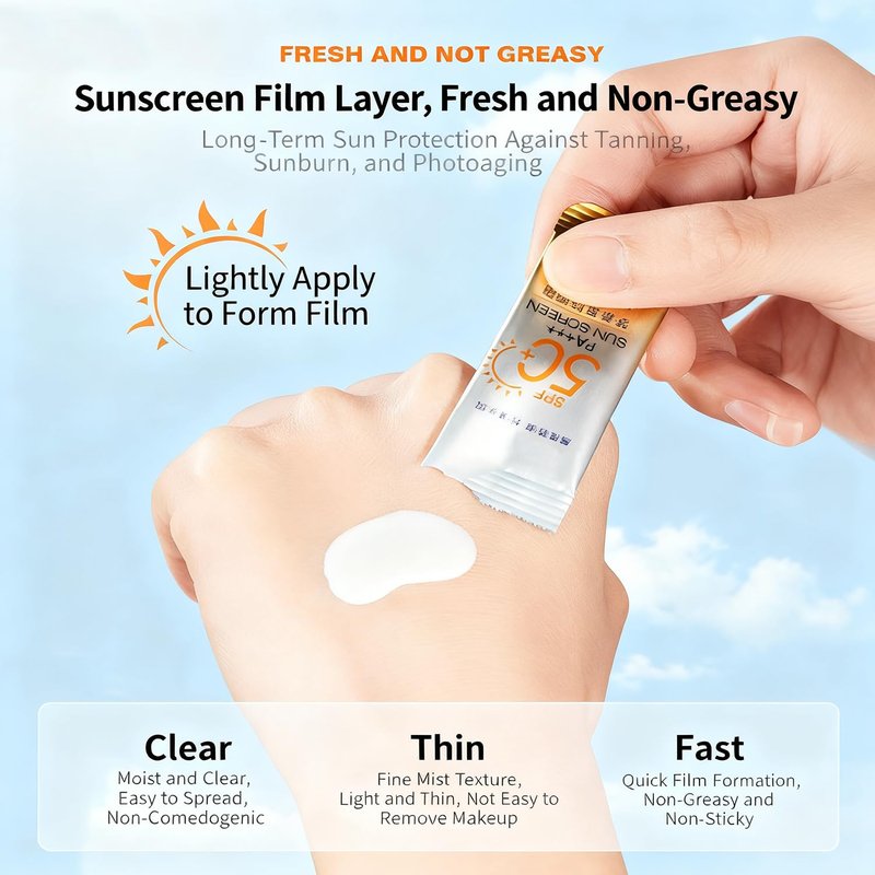 30PCS Travel-Size SPF 50+ PA++++ Mini Sunscreen – Lightweight, Non-Greasy, Water-Resistant Bulk Sunblock for Face & Body, Perfect Vacation Essentials & Party Favors