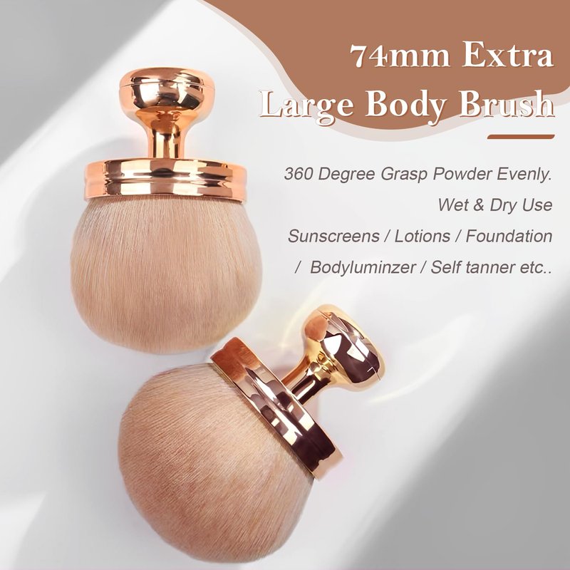 2 Pack additional Large Body Makeup Brush for individual Tanner, 3 Inch Wide individual Tanning Blend Brush - Soft Synthetic Hair for Powder, Foundation, Blusher, Bronzer (with Bonus Pouch)