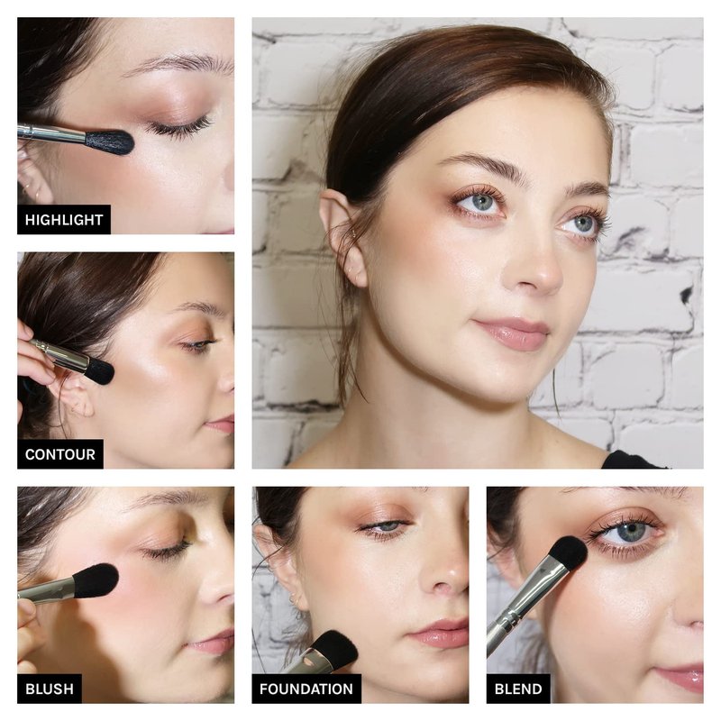 AOA Studio 10-Piece Silver Brush Set | Professional Foundation, Blending, Blush & Powder Brushes