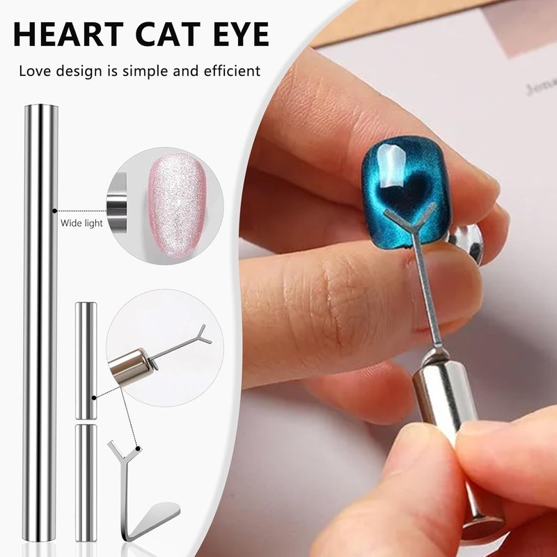 Skiennix Cat Eye Nail Magnet Tool Set - 46 Pcs Double-Head Magnets & Round Beads for DIY Manicure