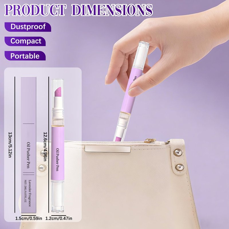 Skiennix 2-in-1 Cuticle Oil Pusher Pen - Ceramic Nail Care Tool for Moisturizing & Brightening Dry Nails