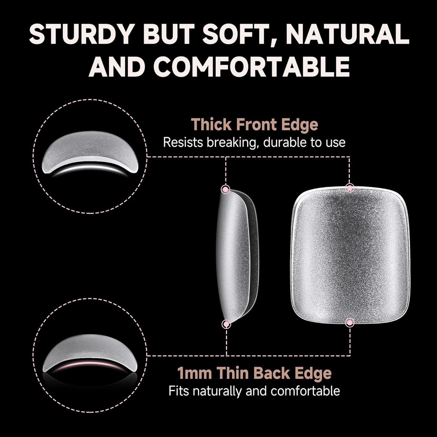 UNA GELLA Toe Nail Tips - 312 Pcs Full Cover Press-On Fake Nails | Soft Gel, Double Matte, 15 Sizes for DIY Nail Art
