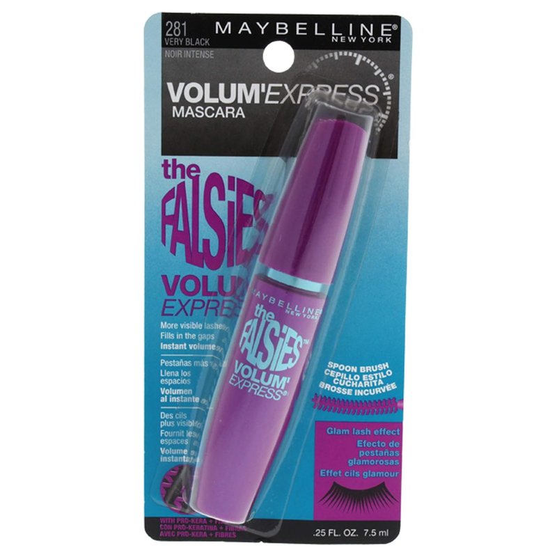 Maybelline Volum' Express Falsies Mascara - Washable Fiber Formula for Volume & Separation | Very Black, 1 Count