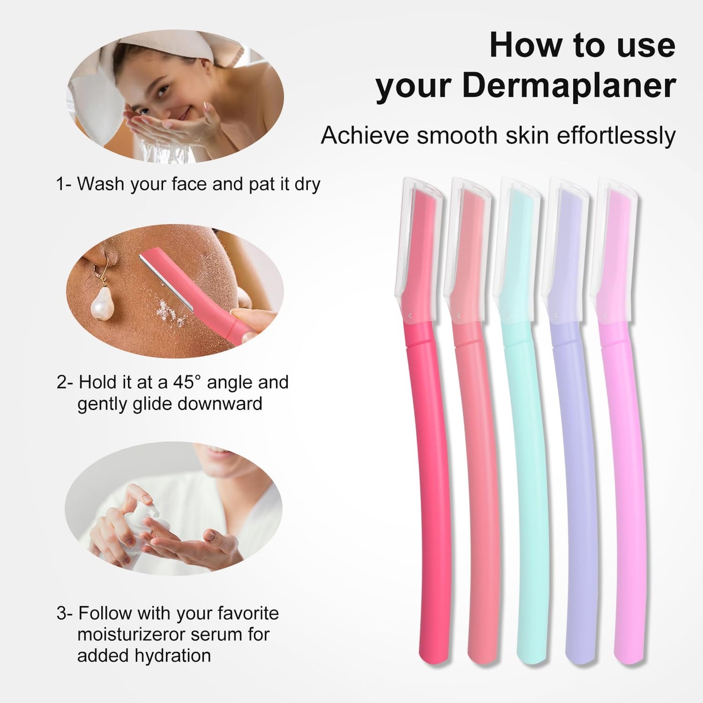 Dermaplane Razor, Face Razors for Women, Dermaplaning Tool with Microblades for Face, Gentle Facial Exfoliation, Peach Fuzz Removal and Eyebrow Shaping, Skin Care Tool for Smoother Skin, Blush