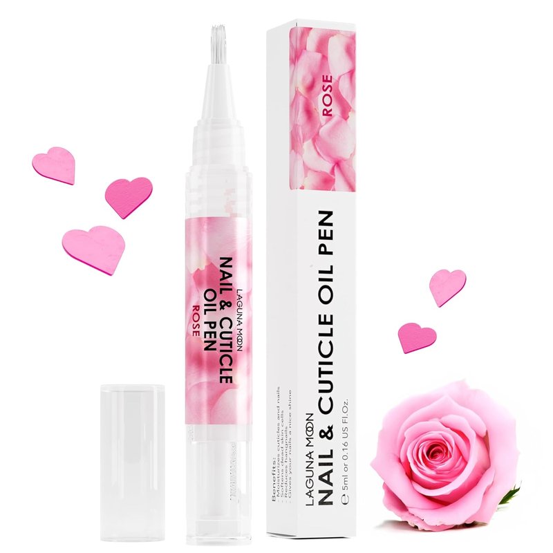 Lagunamoon Cuticle Oil Pen - Nourishing Nail Care & Growth Formula - Rose, 5 ml