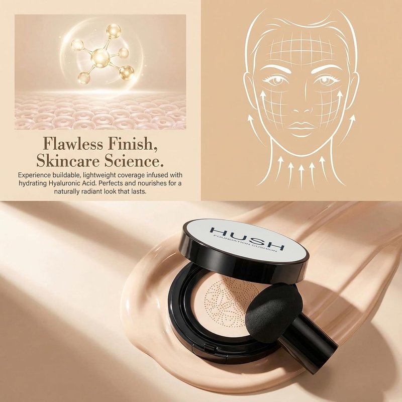 Hush Makeup Foundation - Lightweight Glow Foundation for Mature Skin | Infused with Hyaluronic Acid & Peptides