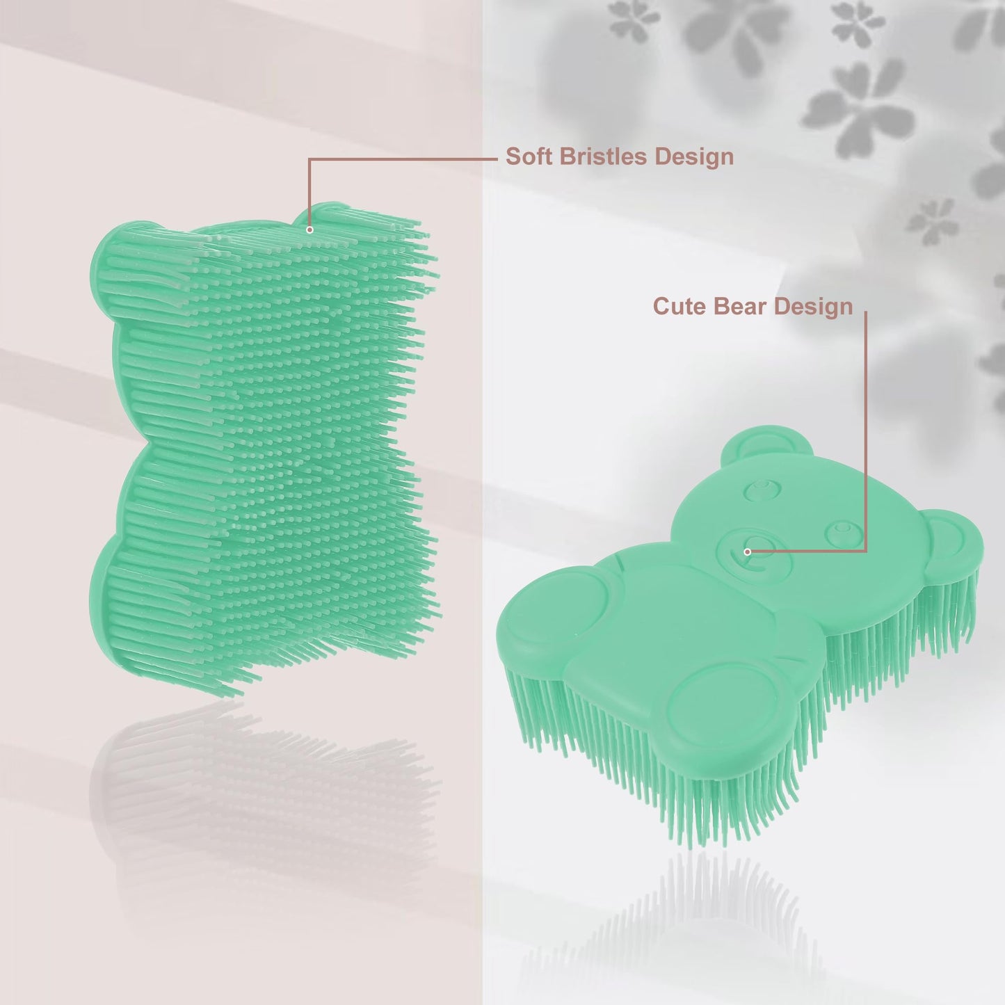 VOCOSTE Soft Silicone Body Scrubber, Sensory Brushes, Silicone Loofah, Pet Shower Brush, Bath Brush, Deep Green