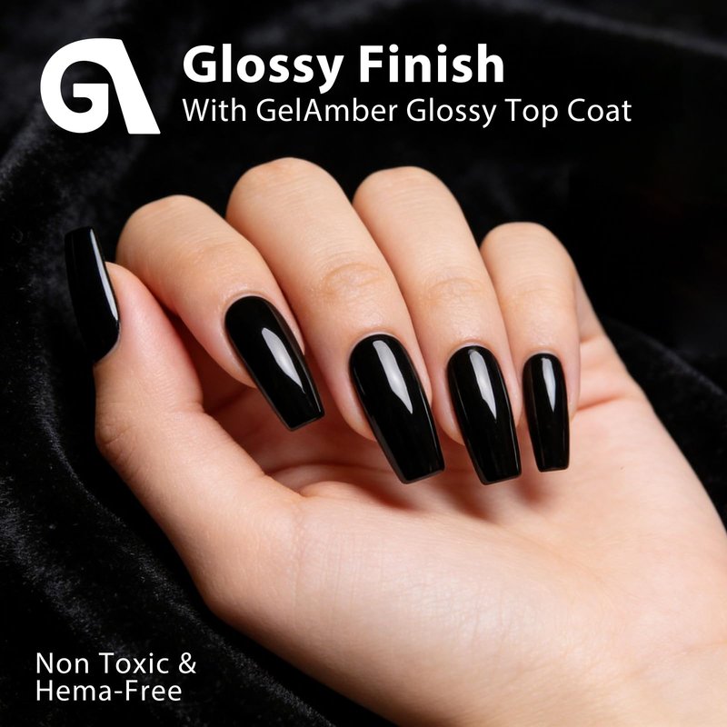 GELAMBER Black Gel Polish - Solid Black Gel Nail Polish - 15ml UV Gel Nail Polish Soak Off - 1pc Large Bottle for Salon DIY Manicure Nail Art