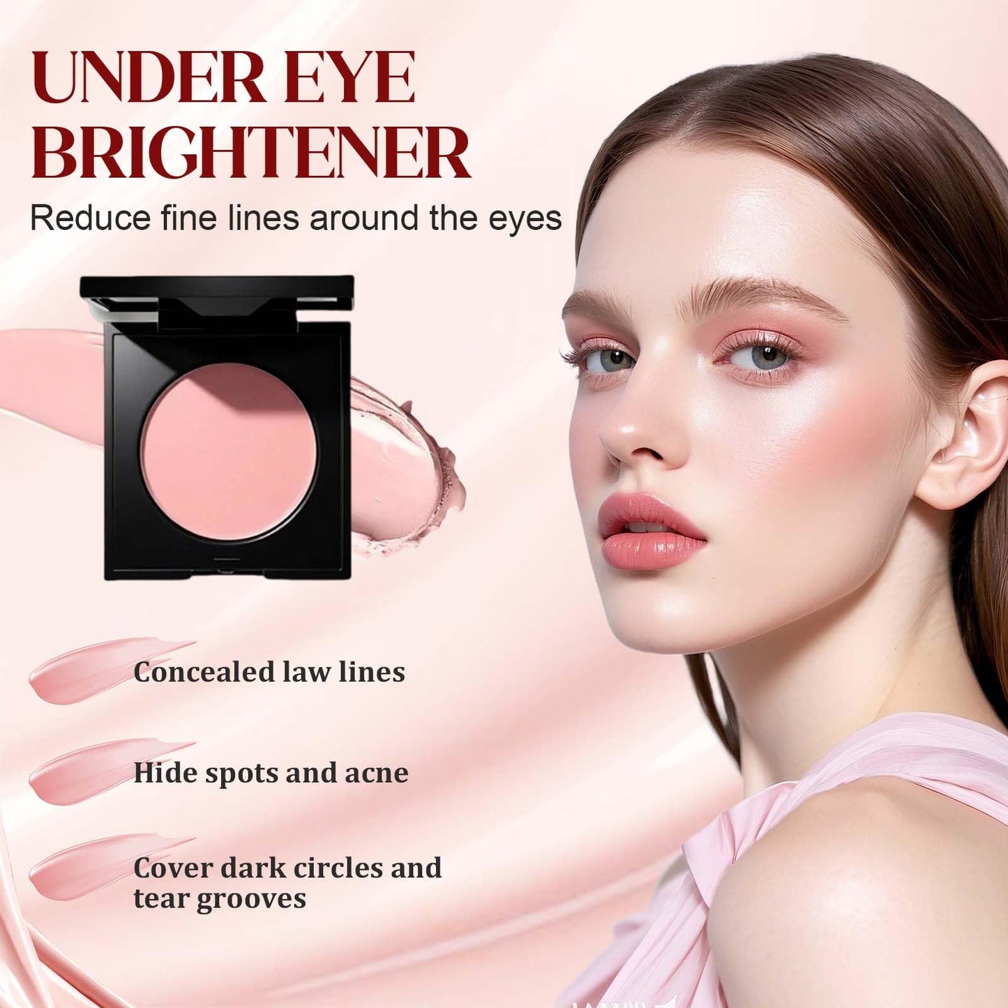 Under Eye Brightener Concealer, 2025 New Under Eye Brightener, Dark Circle Concealer, Moisturizing Waterproof Foundation with Makeup, Hydrating Eye Highlighter for Women (1Pcs)