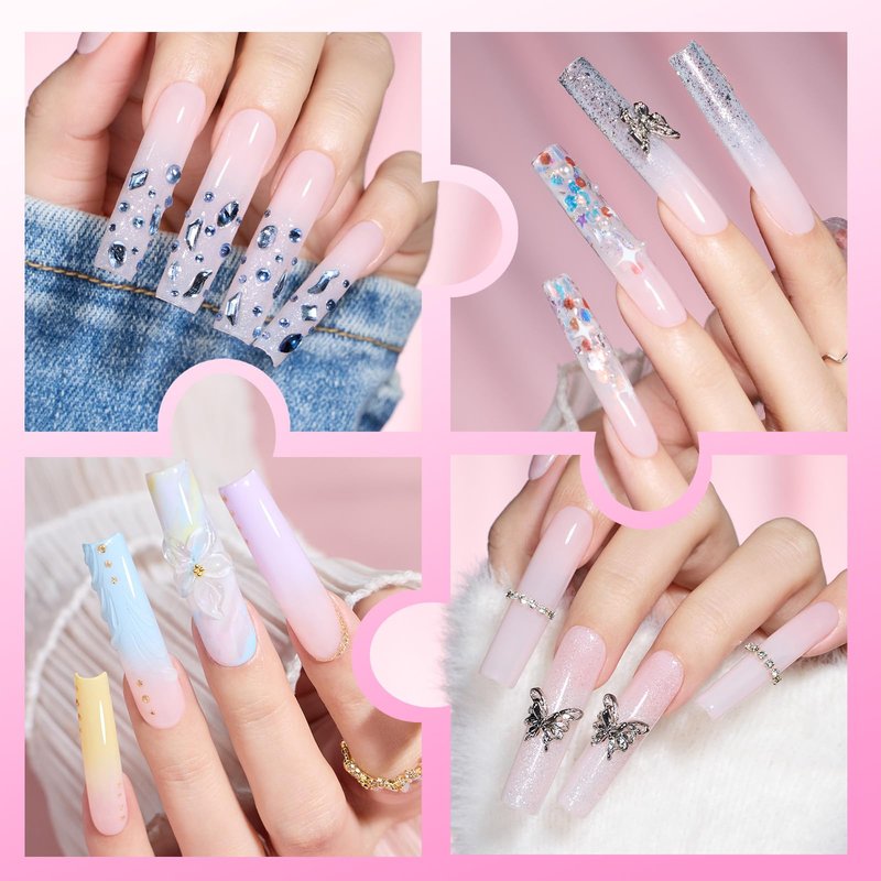 Beetles Tipex Lite Instant Apex Nail Tips, XL Long Square, 16 Sizes | 00–14, 160PCS, Built-in Apex Acrylic Tips for Flat & Natural Nail Beds, Beginner-Friendly Easy DIY Nail Extensions