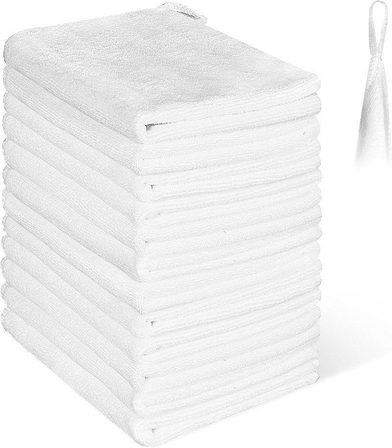 Microfiber Wash Cloths - 12 Pack Highly Absorbent Fingertip Towels | 12x12 Inch, Soft & Machine Washable, Ideal for Bathroom, Gym, Spa & Kitchen