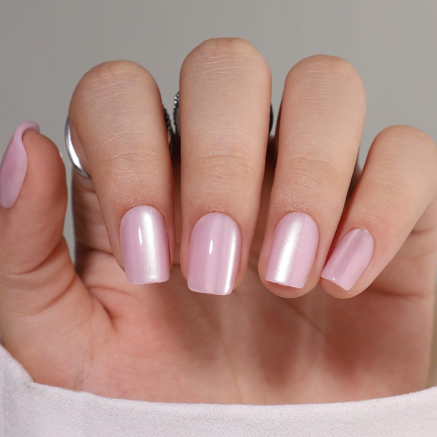 WAFOLOZE Pink Gel Press On Nails Square - Short Fake Nails With Glue, 16 Sizes, 32Pcs Reusable Soft Artificial Tips Kit