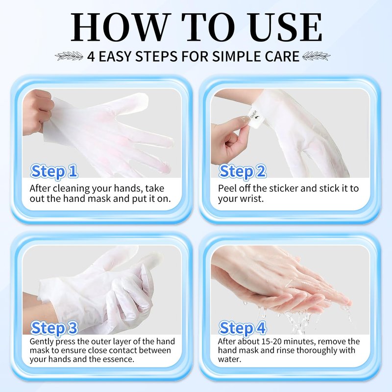 AIUEO 10 PCS Hand Mask Moisturizing Gloves, Hydrating Hand Masks for Dry Cracked Hands, Exfoliating Hand Peeling Mask, Nourishing Collagen Gloves for Hands