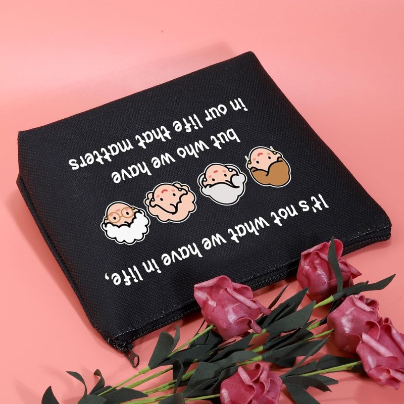 JXGZSO Golden Friends Makeup Travel Bag - Meaningful Birthday Gift for Friendship | Black