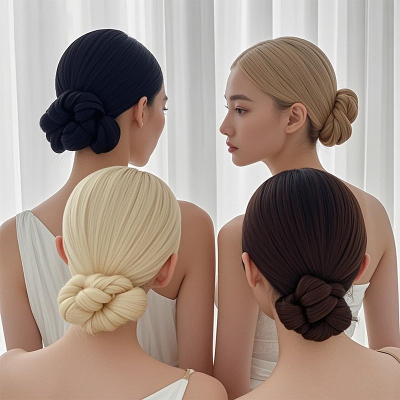 Hair Bun Maker Set for Women, Black Hair Volume Inserts & Donut Shaper, Updo Styling Sponge and Filler Tool for Natural, Full-Looking Buns