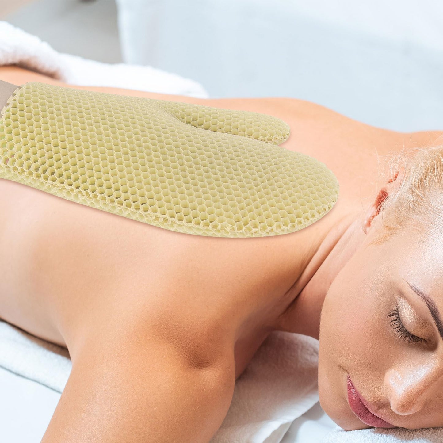 Honeycomb Exfoliating Bath Gloves - Microfiber for Enhanced Blood Circulation & Soft, Smooth Skin for All Skin Types (Yellow - Glove)