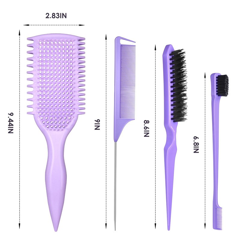 Curl Defining & Detangling Brush – Dual-Vented Curly Hair Brush for Wet & Dry Hair with Flexible Bristles – Reduces Frizz & Smooths Knots – For All Hair Types & Users (Purple)