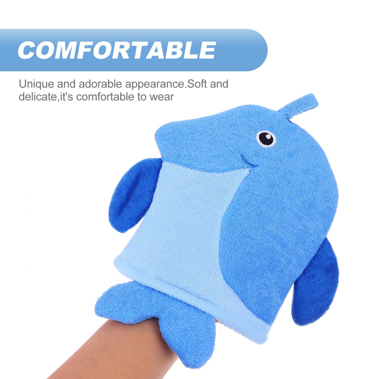 VINTORKY Kids Bath Gloves 5Pcs Cartoon Animal Shape Soft Exfoliating Mitts for Children Gentle Skin Cleaning Travel and Daily Bath Use