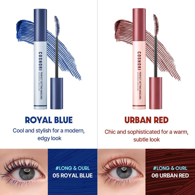 COSNORI Perfect Setting Waterproof Mascara Long&Curl 1.5 Black Brown – Long Lasting Smudge - Black Brown Mascara - Soft yet Defined Daily Use - K Beauty - 0.23fl oz (7ml)