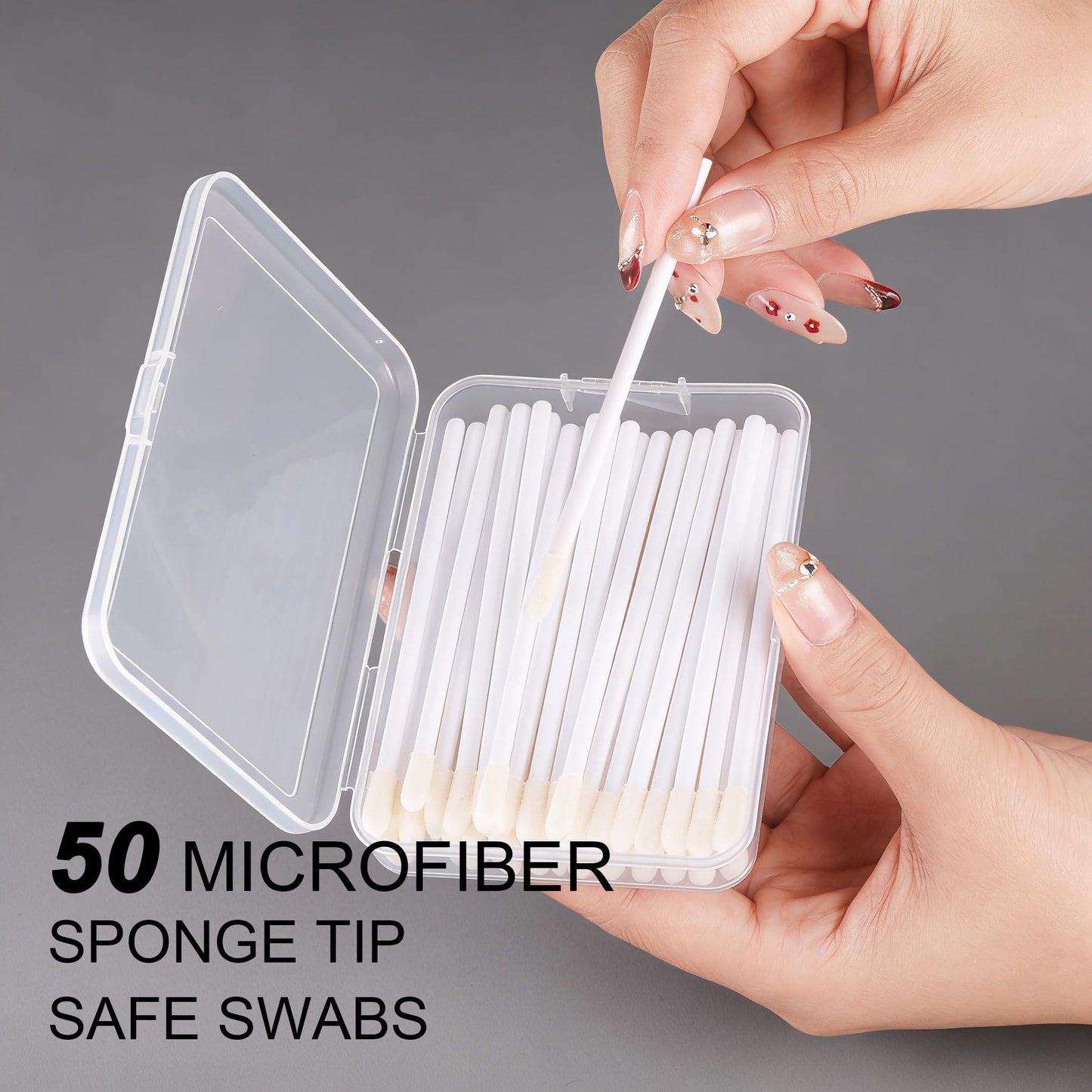 AccGin Piercing Aftercare Swabs - 50 count Lint-Free Microfiber Sponge Tips to Clean & Reduce Bumps for Ear, Nose, Belly Button Piercings, Faster Recovery