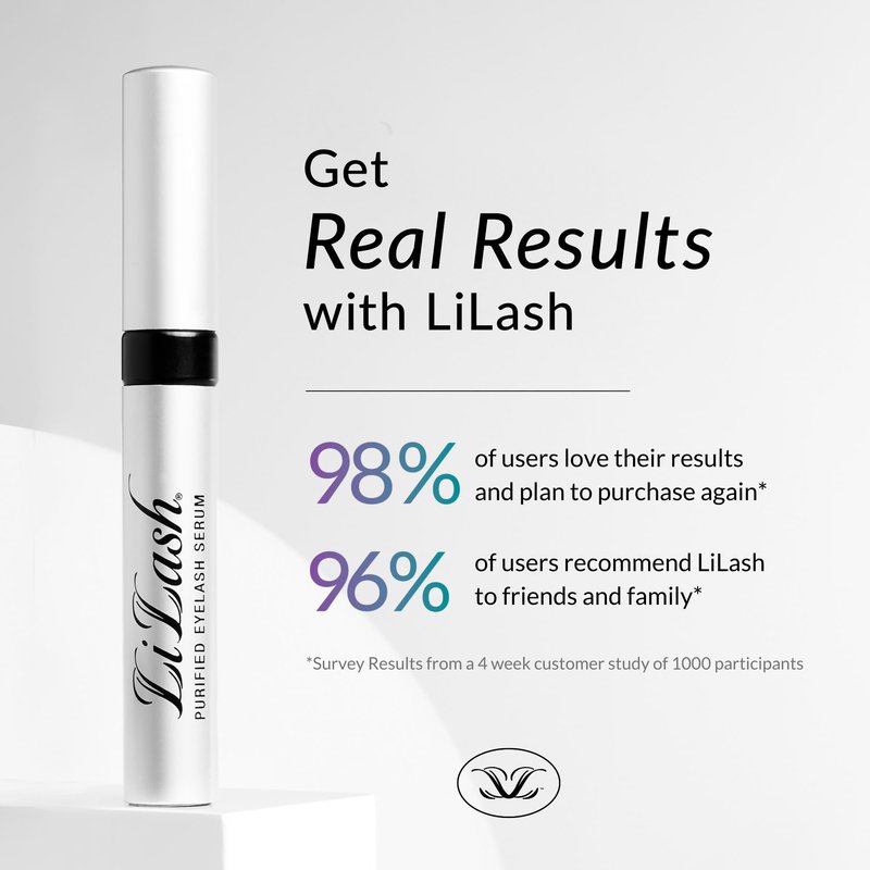 LiLash Purified Eyelash Serum for Longer & Fuller-Looking Lashes - Eyelash Enhancer, Safe for Use with Contacts, Lash Extensions, Sensitive Eyes - Vegan & Cruelty-free (2mL, 90-Day Supply)