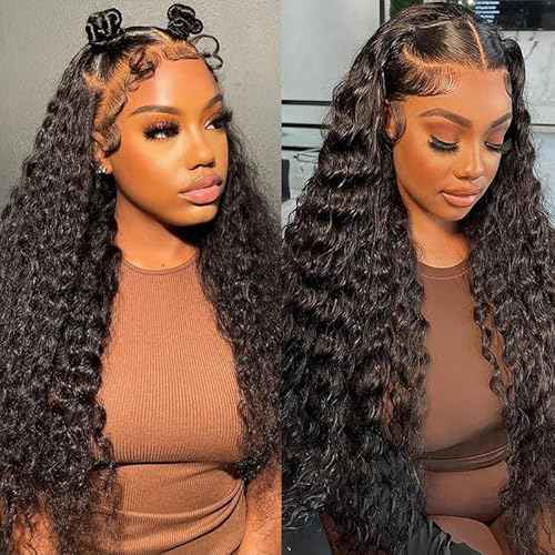 Deep Wave Lace Front Wigs Human Hair 13x4 Deep Curly Lace front Wigs Pre Plucked with Baby Hair Curly Wigs for Black Women 180% High Density 18 Inch