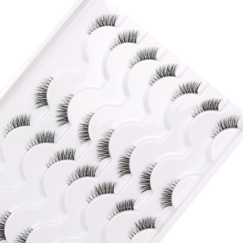 Skiennix Half False Eyelashes - Natural Wispy Cat Eye Look | 14 Pairs of Faux Mink Accent Lashes
