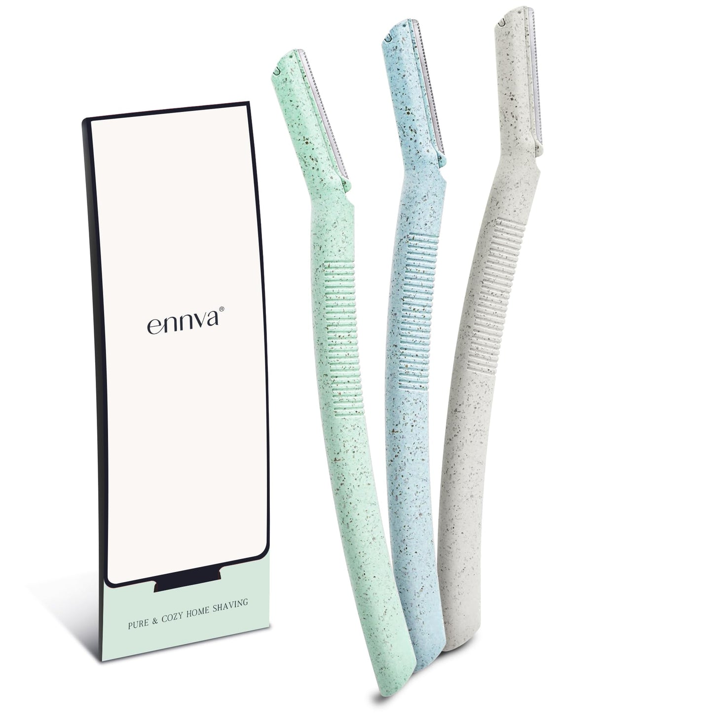 ENNVA 3pcs Dermaplane Facial Hair Removal Razor for Women - Anti-Cutting Protective Blades, Ergonomic Handle, Hygienic Disposable Blades
