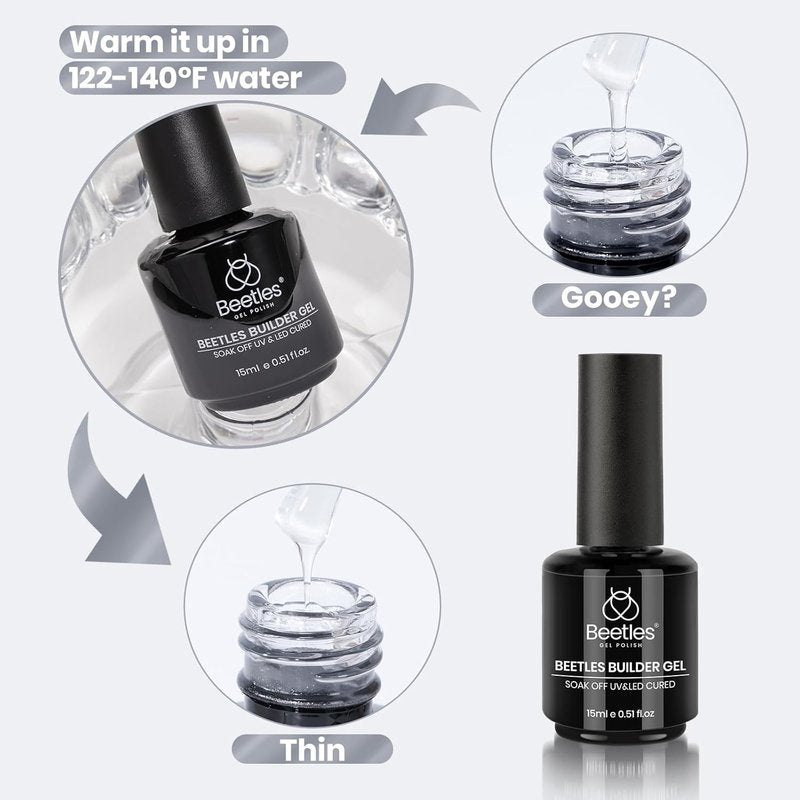 Beetles Builder Gel for Nails - Dusk Pact 0.5 oz | 8-in-1 Thickening & Strengthening Gel for DIY Nail Art