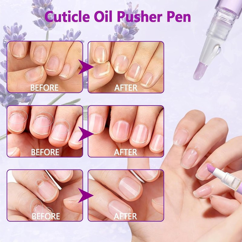 2PCS 2-in-1 Ceramic Cuticle Oil Pusher Pen - Moisturizing Nail Care for Dry & Damaged Nails | Strengthen & Brighten