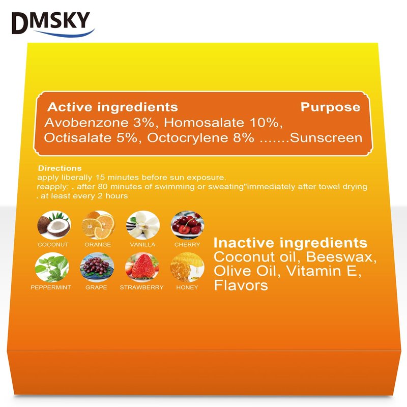 DMSKY SPF 30 Lip Balm 64 Pack, Moisturizing Lip Sunscreen with Vitamin E & Coconut Oil, Clear No White Cast Sunscreen Lip Balm Travel Size- Beach Essentials