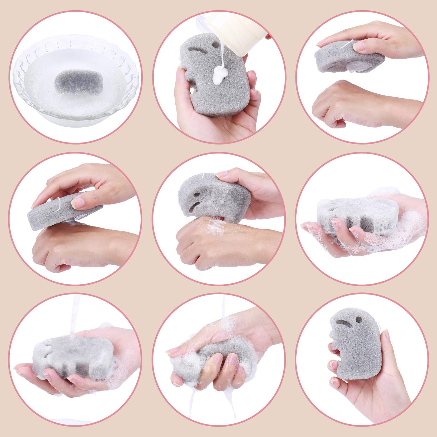 KECUCO 5 Pcs Konjac Baby Sponge for Bathing, Kids Bath Sponges for Infants, Toddler Bath Time, Cute Shapes and Safe Plant-Based Konjac Baby Bath Accessories, 5pcs