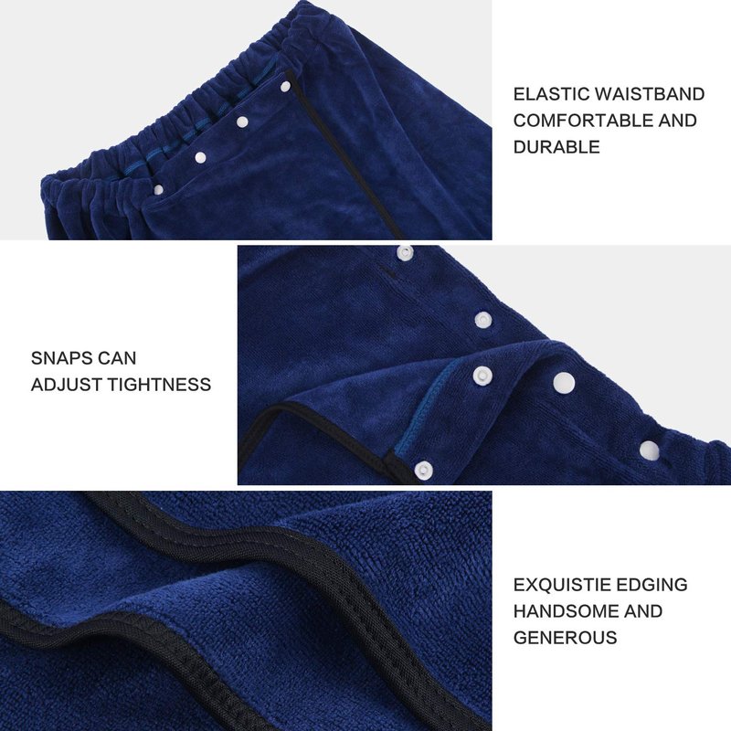 SINLAND Microfiber Men’s Bath Wrap Spa Sauna Wrap Around Towel Bath Towels with Adjustable Snap on Closure Suitablefor Shower Spa Sauna 24inch x 63inch Navy Blue