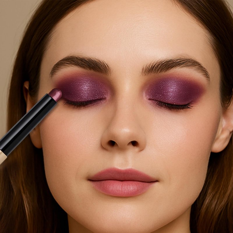 Erinde Waterproof Shimmer Eyeshadow Stick, Plum Brown Mauve Cream Eye Shadow Stick, Long-Lasting Crease-Proof Cream to Powder Buildable & Blendable Eye Shadow Pencils Crayon, Vegan & Cruelty-Free, B06