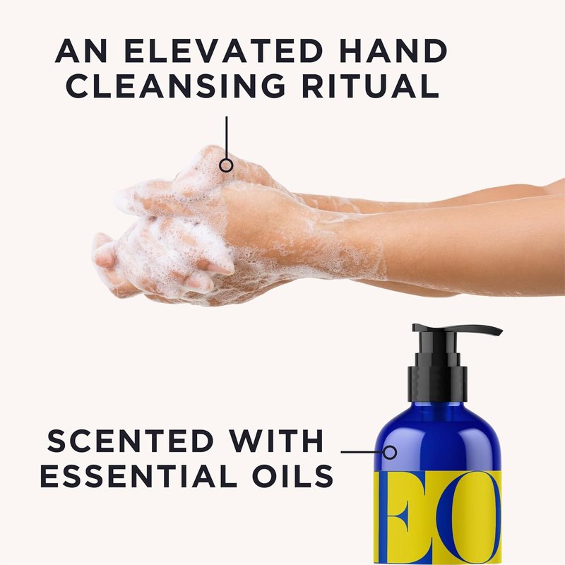 EO Liquid Hand Soap - Organic Plant-Based Gentle Cleanser with Pure Essential Oils | Lemon & Eucalyptus, 12 oz (Pack of 3)