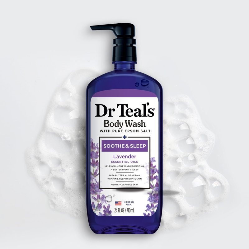 Dr Teal's Body Wash with Pure Epsom Salt, Soothe & Sleep with Lavender, 24 fl oz (Pack of 2)
