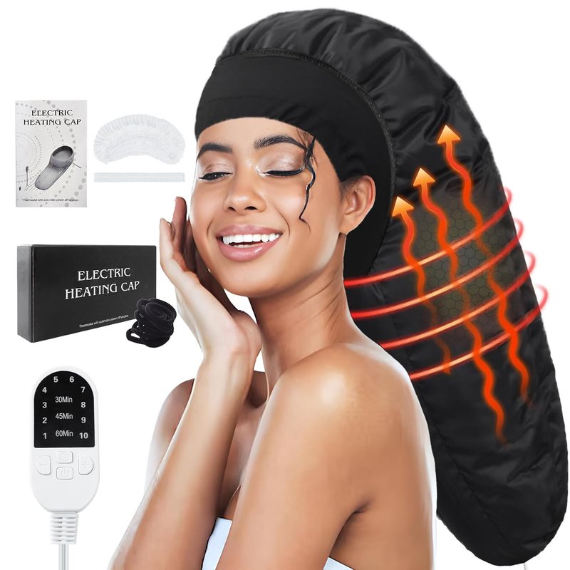 Hair Steamer Cap - Electric Thermal Deep Conditioning Spa Cap for Natural Hair | Home Use