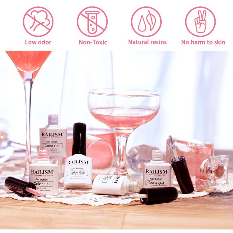 Pearl Gel Nail Polish Set - 6 Pearlescent Colors with Glitter | Soak Off Mermaid Nail Gel for DIY Manicure
