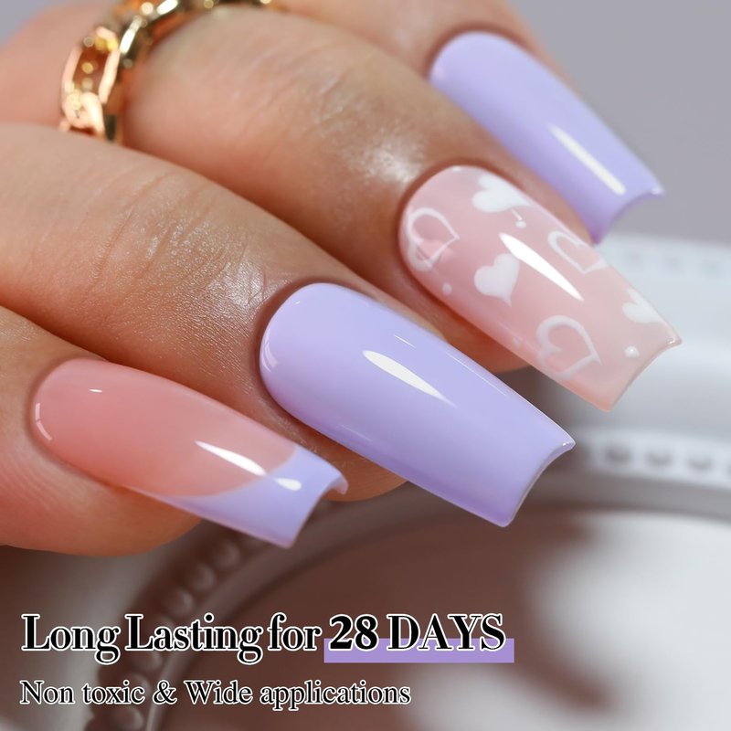 Double Rhythm 15ML Gel Nail Polish Pure Sheer Same Color Same Bottle Soak Off Gel Polish Art Manicure Salon DIY at Home for Women (Purple Lilac-A1388)