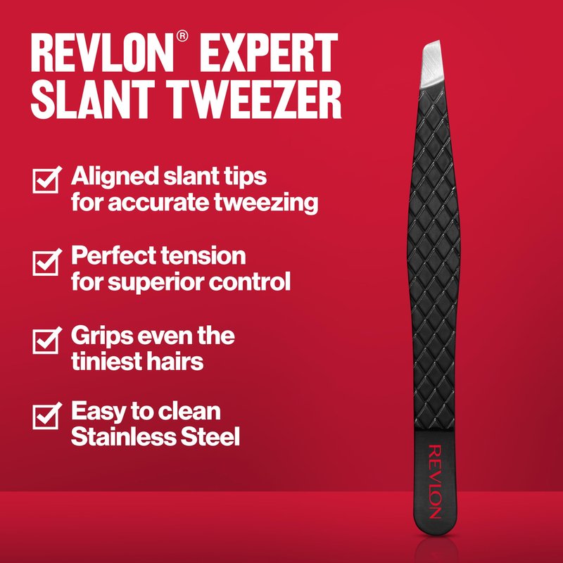 Revlon Expert Slant Tweezer, High Precision For an Easy Hair Removal, Made With Stainless Steel, 1 Count (Pack of 12)