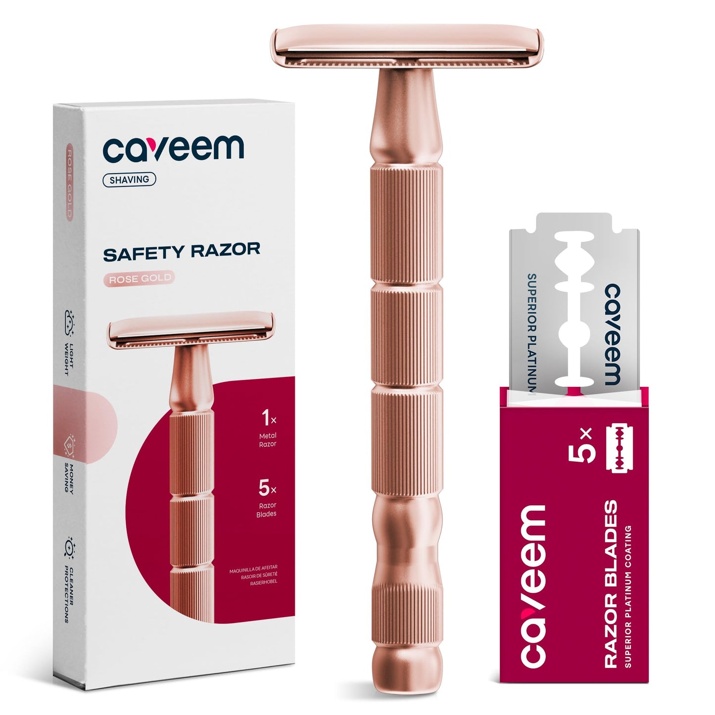 CAVEEM Double Edge Safety Razor for Women & Men, Rose Gold